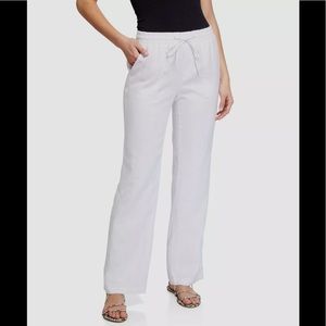 NEW Neiman Marcus linen pants wide leg drawstring Medium